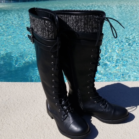 wide calf tall combat boots